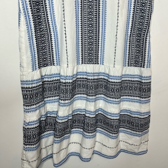 J Jill Blue White Cotton Embroidered Tiered Midi Summer Dress - Picture 6 of 9